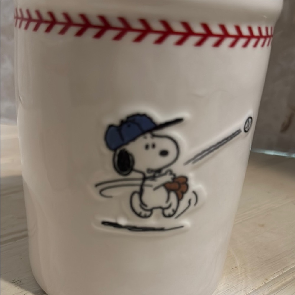 Rae Dunn Baseball Snoopy Canister set. - Picture 3 of 7